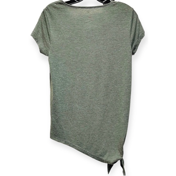 Juicy Couture Women’s XS Top “Sequin Dreams”Sparkly Knot Tie Asymmetrical Shirt - Picture 4 of 8